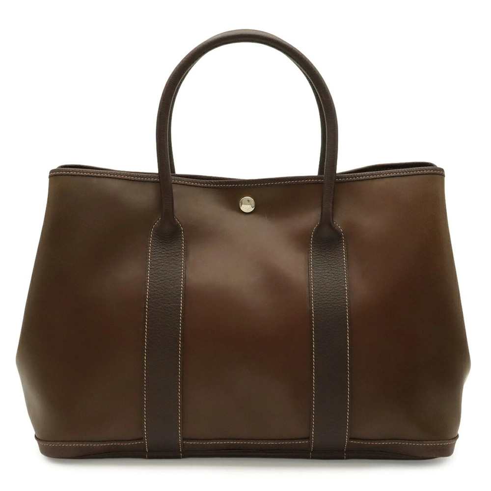 HERMES Garden PM Tote Bag, Handbag, Amazonia Leather, Khaki Brown